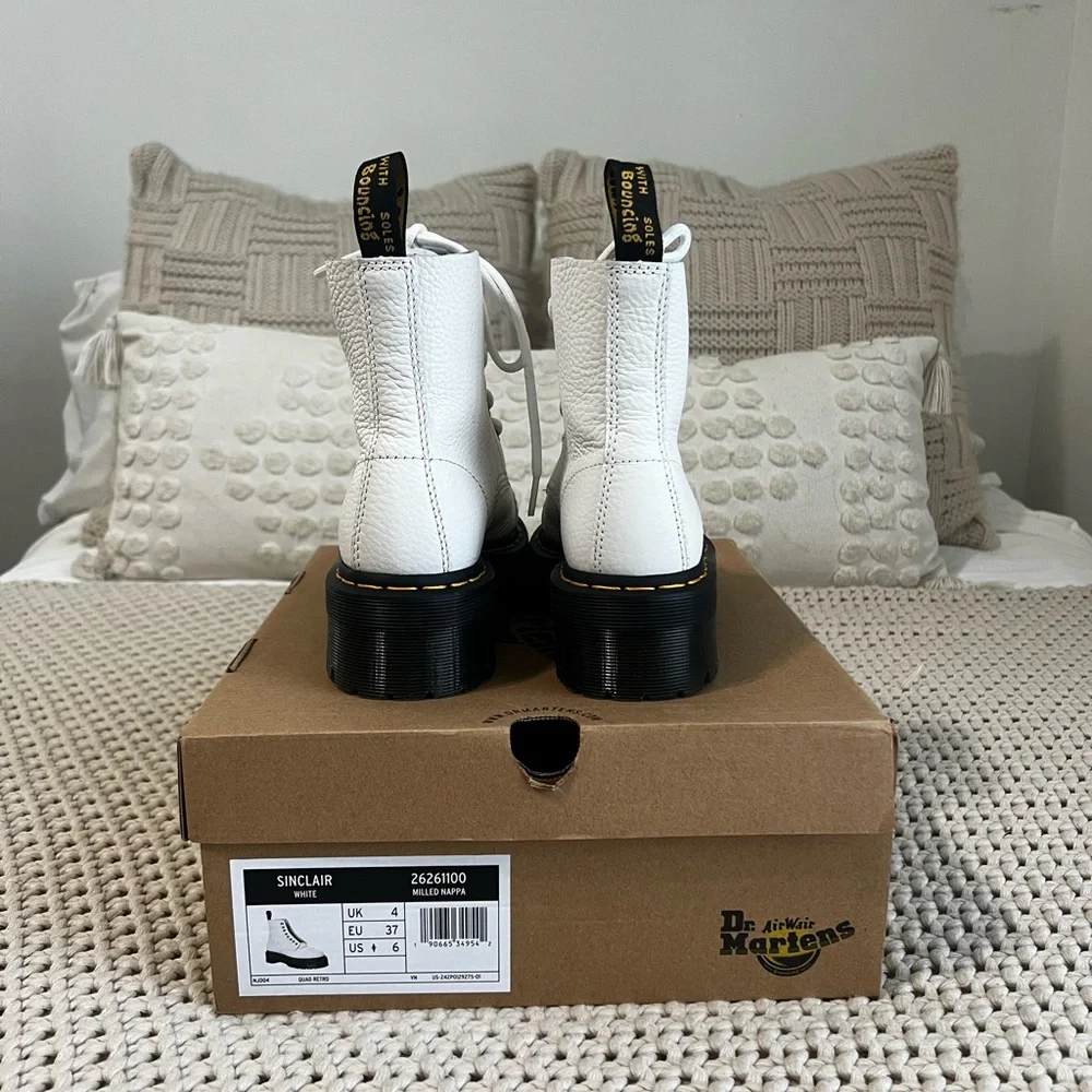 Dr. Martens White Combat Boots with Chunky Platform - Picture 3 of 6
